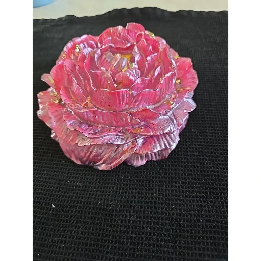 Resin 6 Inch Pink Gold Peony‎ Flower Decoration Gift. 583